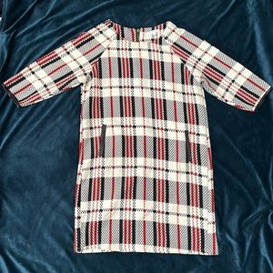 Lucy Paris Retro Dress : Cream , Red and Black Plaid